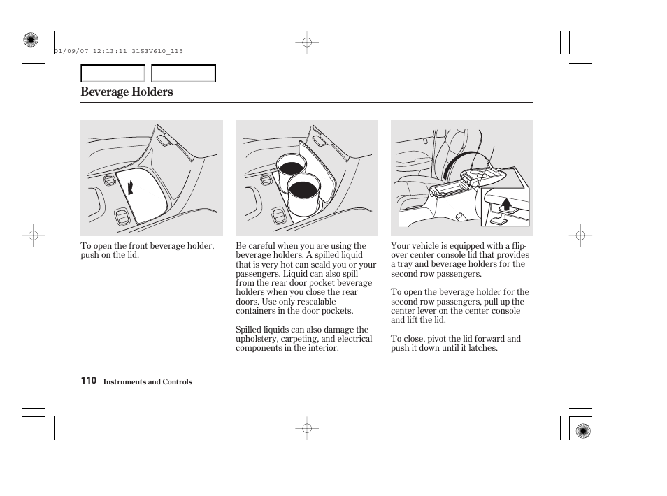 Beverage holders | Acura 2002 MDX - Owner's Manual User Manual | Page 114 / 372