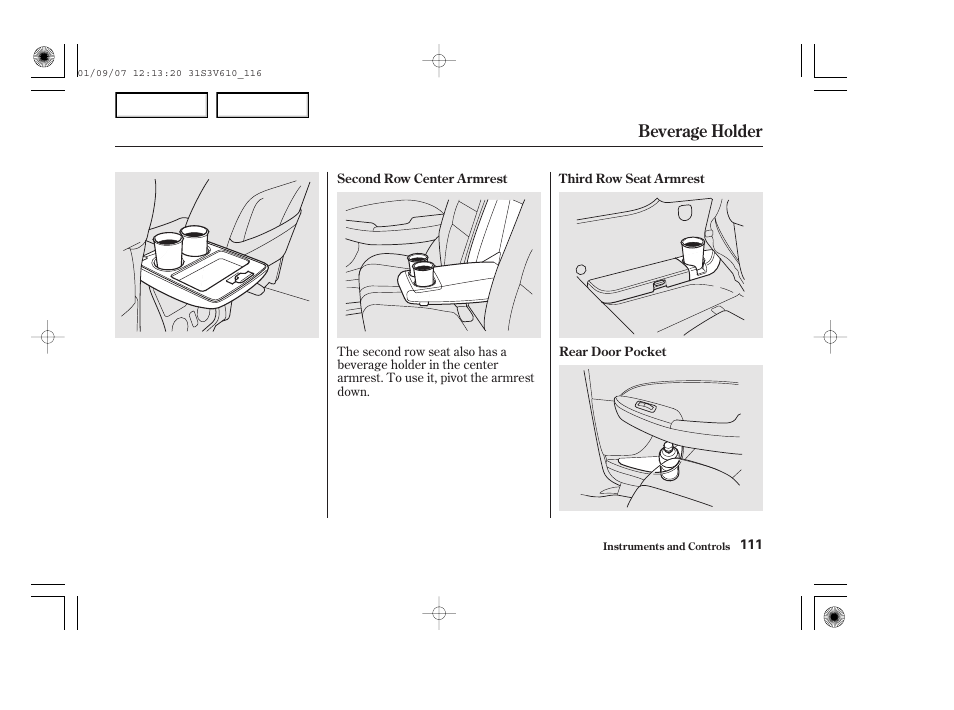 Beverage holder | Acura 2002 MDX - Owner's Manual User Manual | Page 115 / 372
