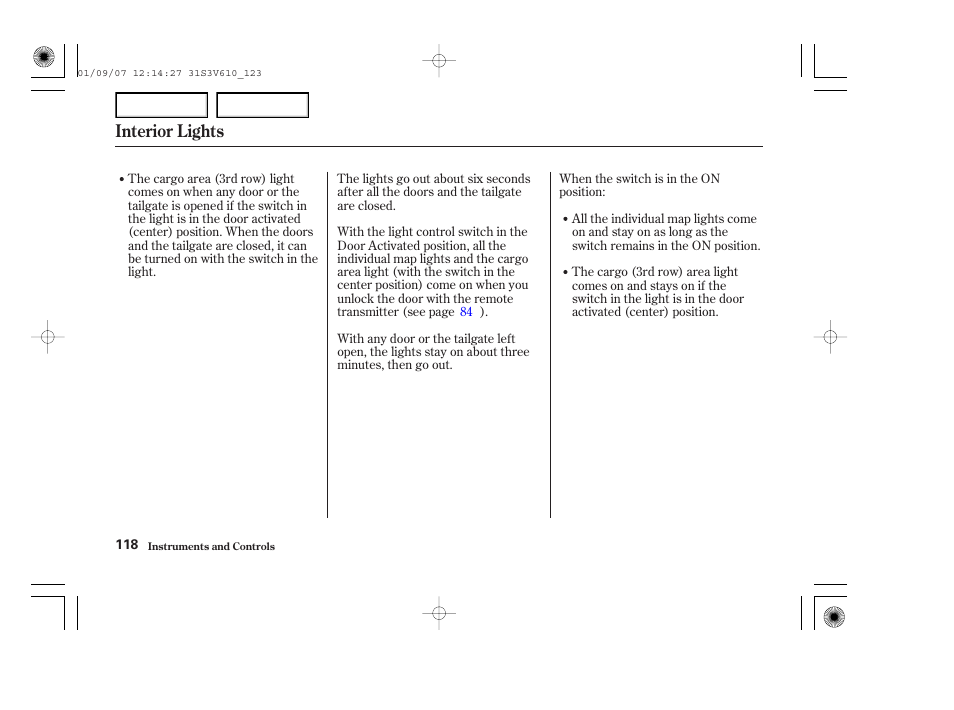 Interior lights | Acura 2002 MDX - Owner's Manual User Manual | Page 122 / 372