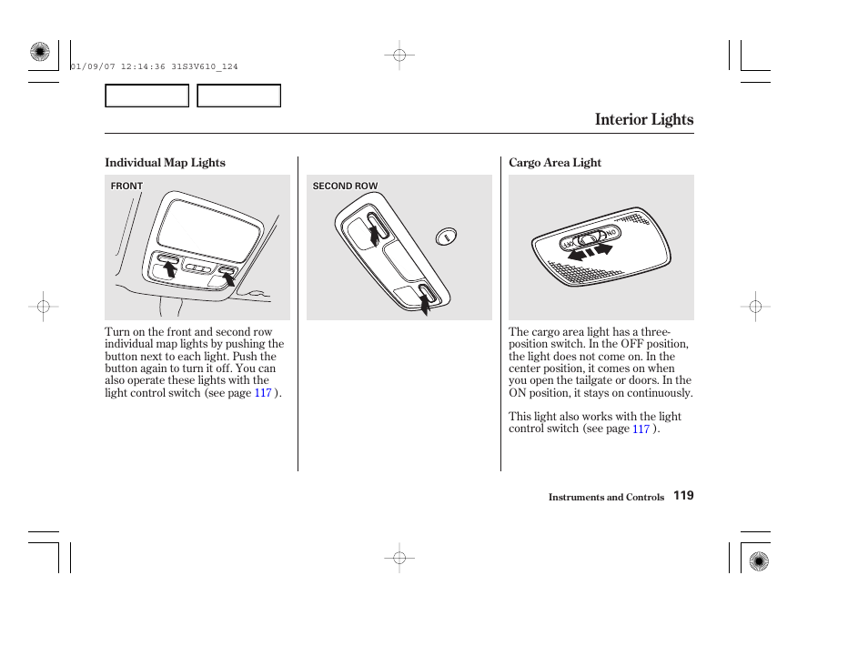 Interior lights | Acura 2002 MDX - Owner's Manual User Manual | Page 123 / 372
