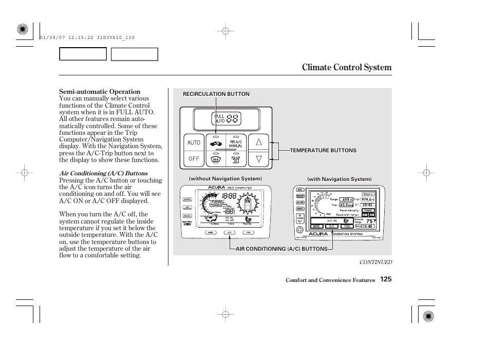 Climate control system | Acura 2002 MDX - Owner's Manual User Manual | Page 129 / 372