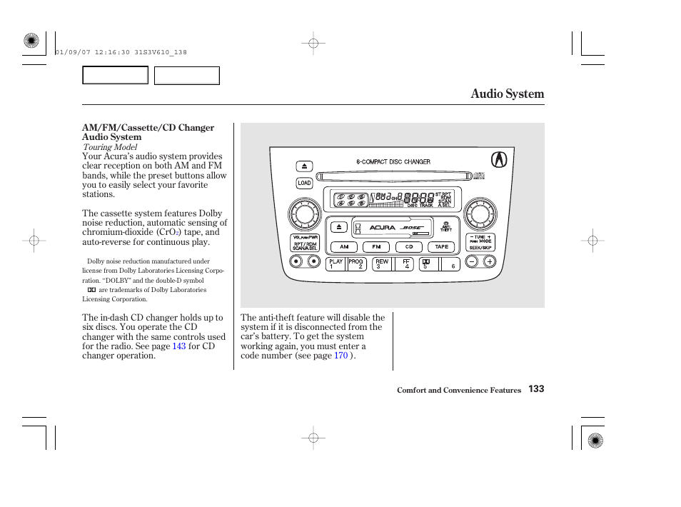 Audio system | Acura 2002 MDX - Owner's Manual User Manual | Page 137 / 372
