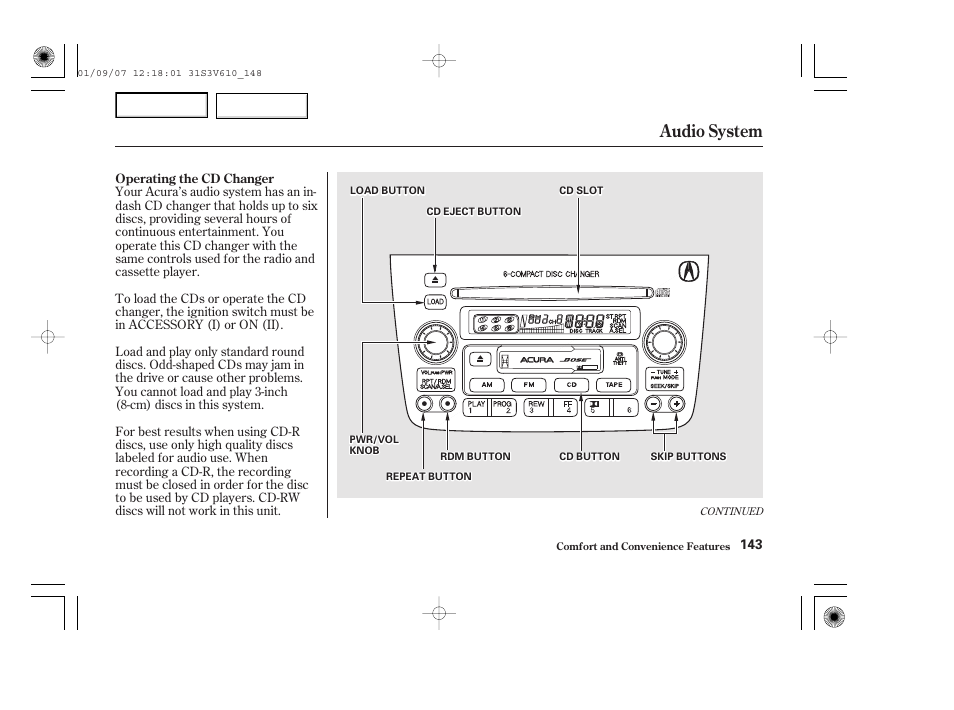 Audio system | Acura 2002 MDX - Owner's Manual User Manual | Page 147 / 372
