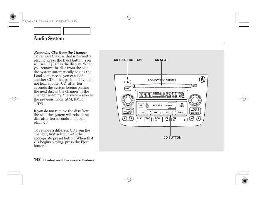 Audio system | Acura 2002 MDX - Owner's Manual User Manual | Page 152 / 372
