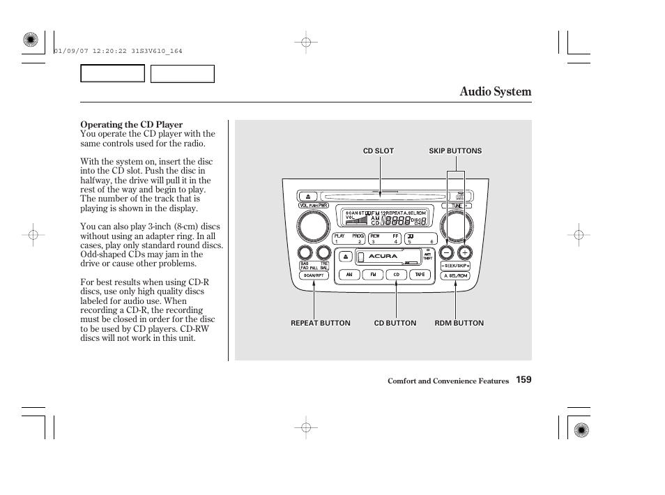 Audio system | Acura 2002 MDX - Owner's Manual User Manual | Page 163 / 372