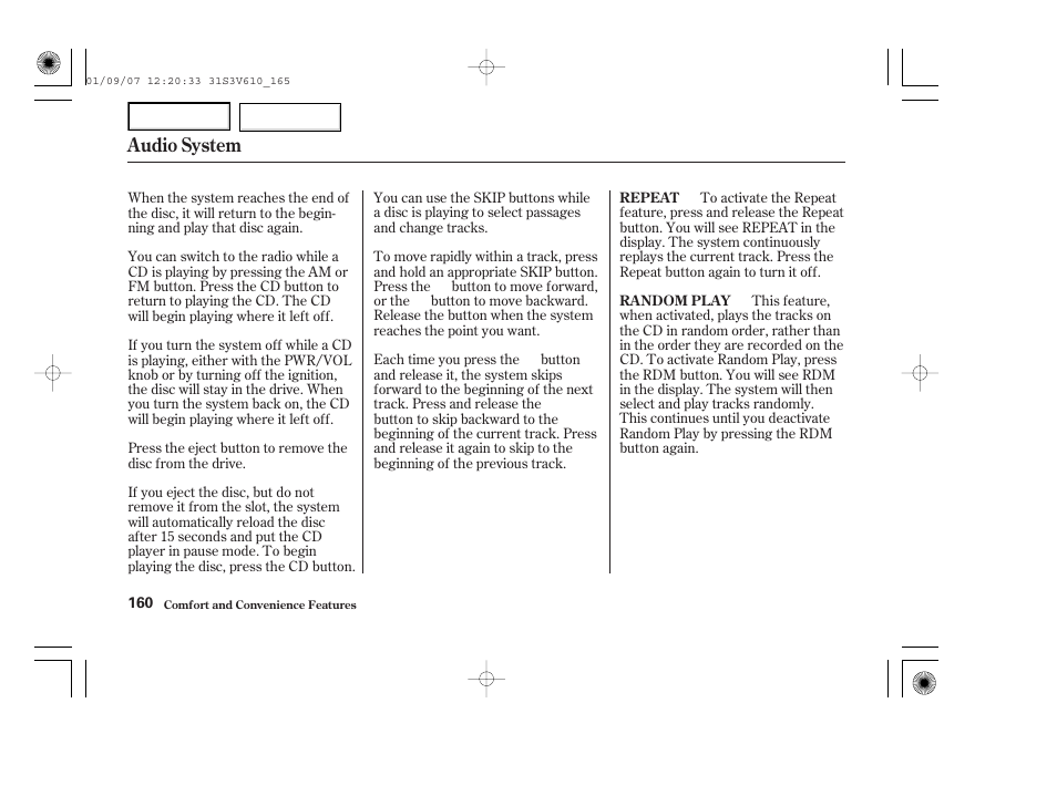 Audio system | Acura 2002 MDX - Owner's Manual User Manual | Page 164 / 372