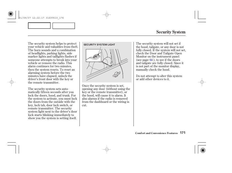 Security system | Acura 2002 MDX - Owner's Manual User Manual | Page 175 / 372