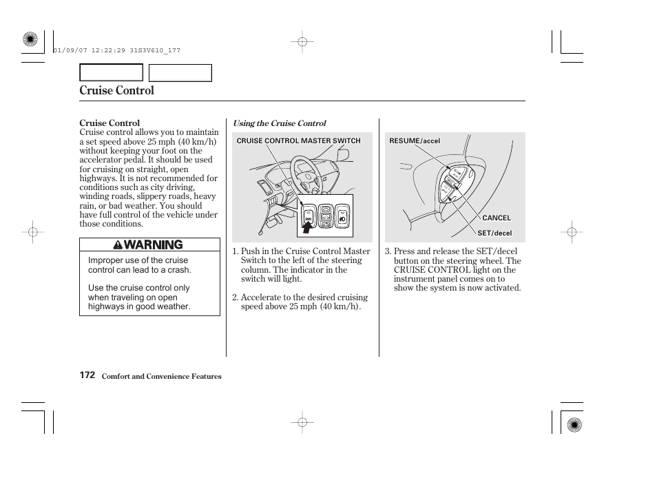 Cruise control | Acura 2002 MDX - Owner's Manual User Manual | Page 176 / 372