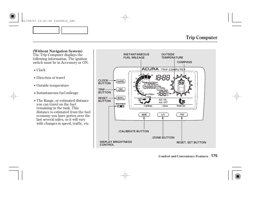 Trip computer | Acura 2002 MDX - Owner's Manual User Manual | Page 179 / 372