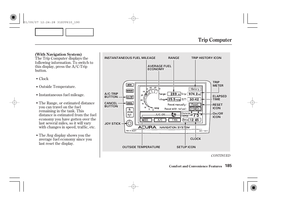 Trip computer | Acura 2002 MDX - Owner's Manual User Manual | Page 189 / 372
