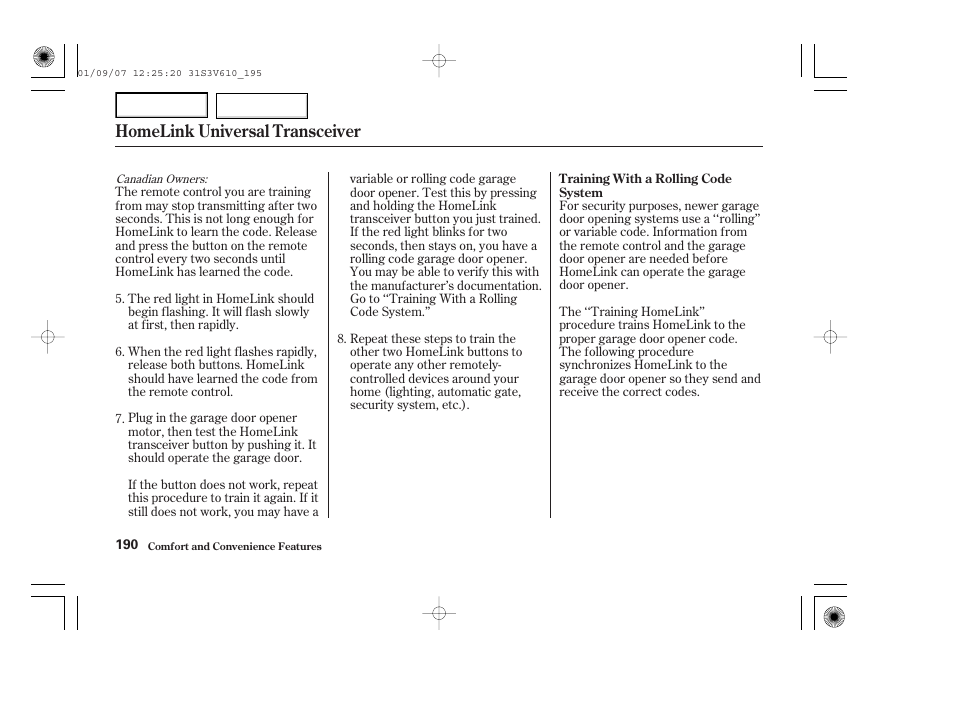 Homelink universal transceiver | Acura 2002 MDX - Owner's Manual User Manual | Page 194 / 372
