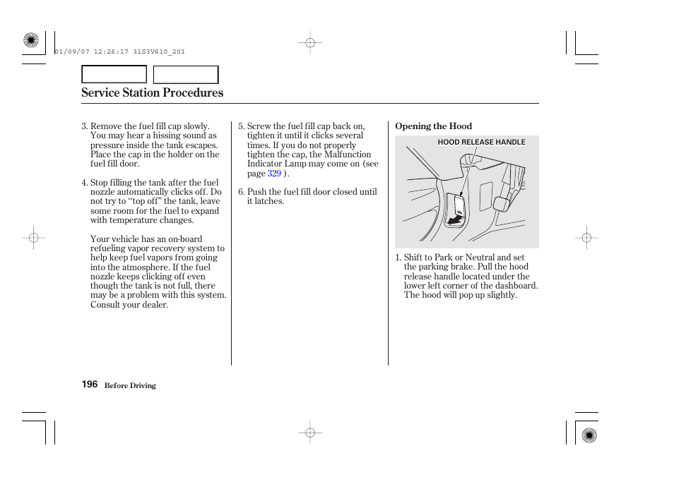 Service station procedures | Acura 2002 MDX - Owner's Manual User Manual | Page 200 / 372