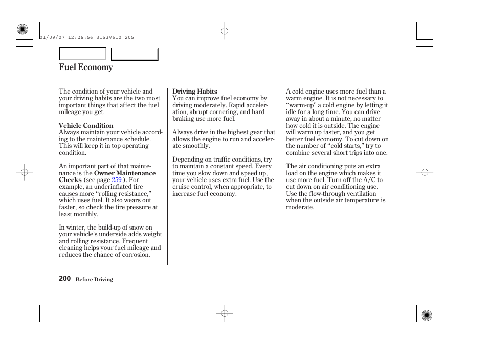 Fuel economy | Acura 2002 MDX - Owner's Manual User Manual | Page 204 / 372