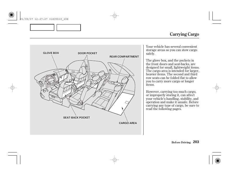 Carrying cargo | Acura 2002 MDX - Owner's Manual User Manual | Page 207 / 372