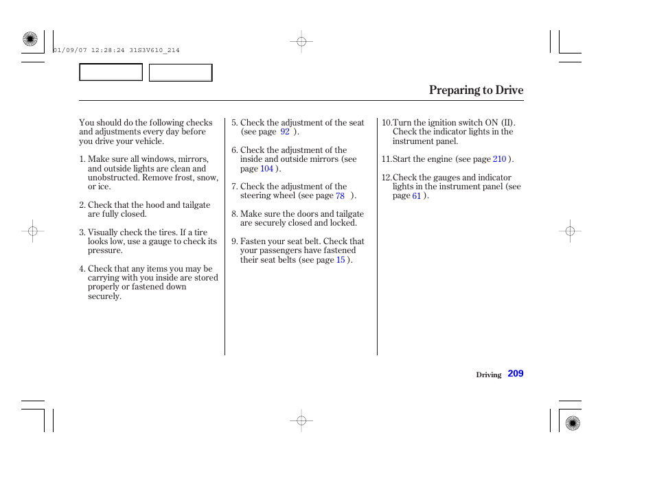 Preparing to drive | Acura 2002 MDX - Owner's Manual User Manual | Page 213 / 372