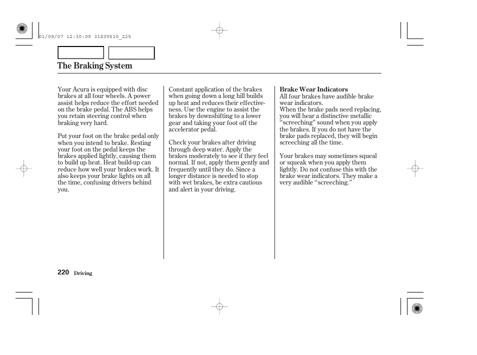 The braking system | Acura 2002 MDX - Owner's Manual User Manual | Page 224 / 372