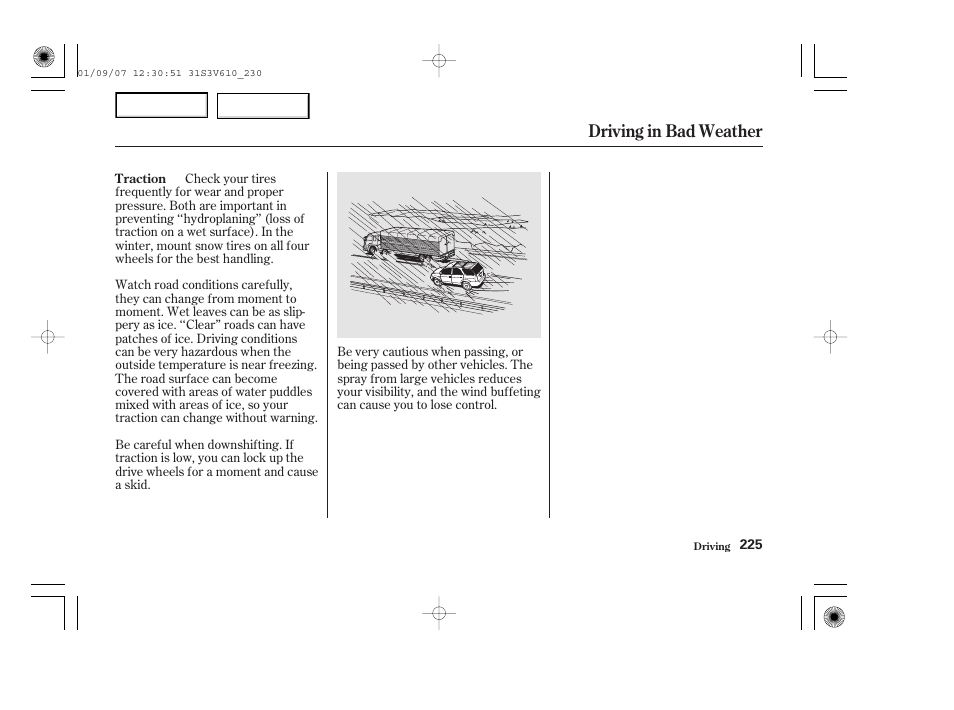 Driving in bad weather | Acura 2002 MDX - Owner's Manual User Manual | Page 229 / 372