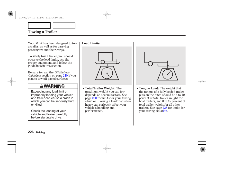 Towing a trailer | Acura 2002 MDX - Owner's Manual User Manual | Page 230 / 372