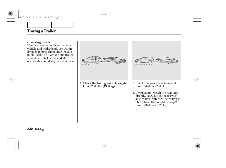 Towing a trailer | Acura 2002 MDX - Owner's Manual User Manual | Page 234 / 372