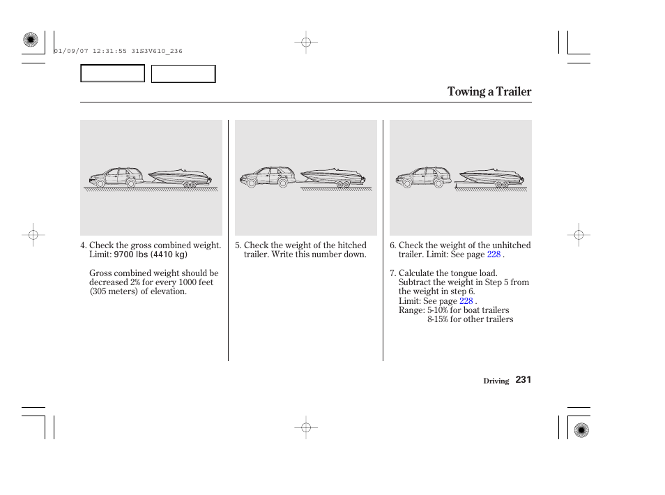 Towing a trailer | Acura 2002 MDX - Owner's Manual User Manual | Page 235 / 372