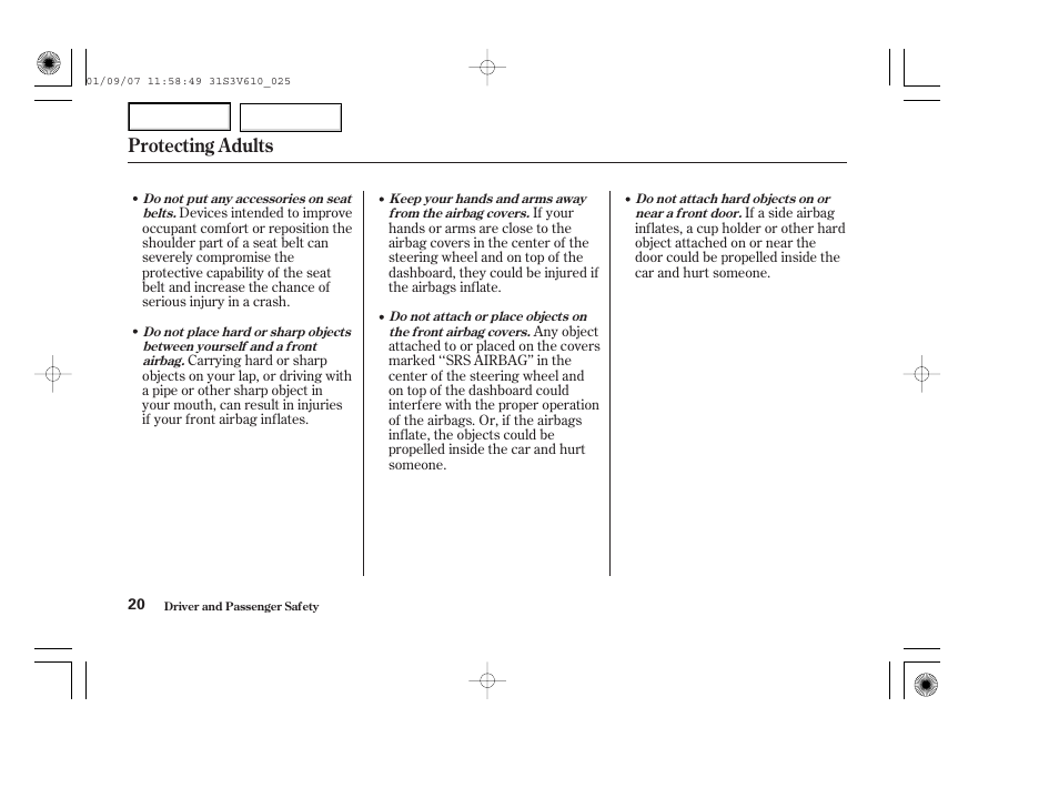 Protecting adults | Acura 2002 MDX - Owner's Manual User Manual | Page 24 / 372