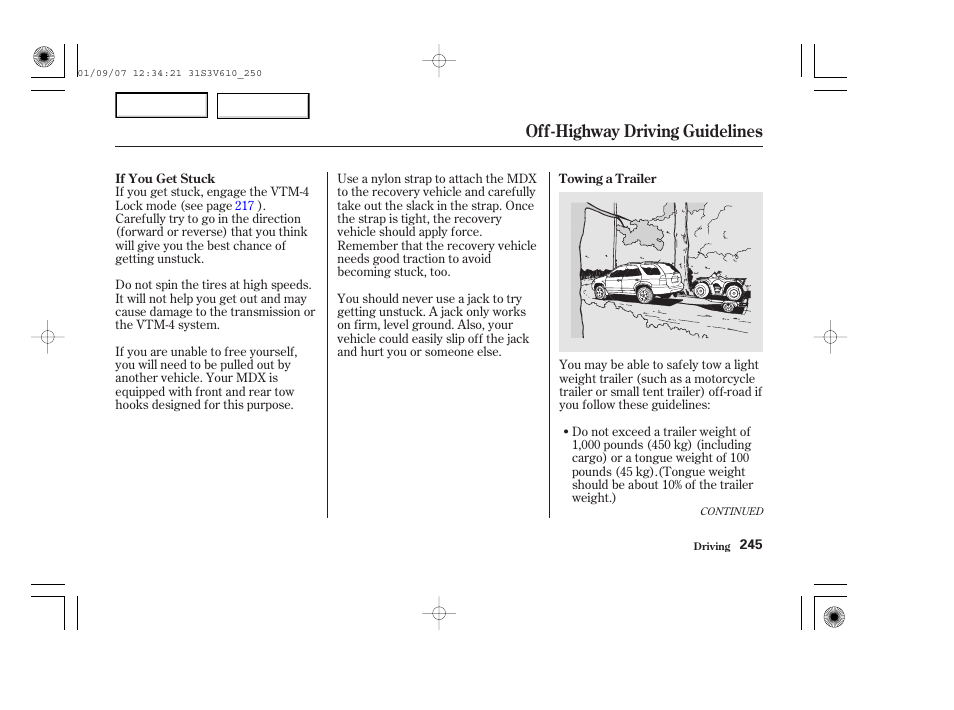 Off-highway driving guidelines | Acura 2002 MDX - Owner's Manual User Manual | Page 249 / 372