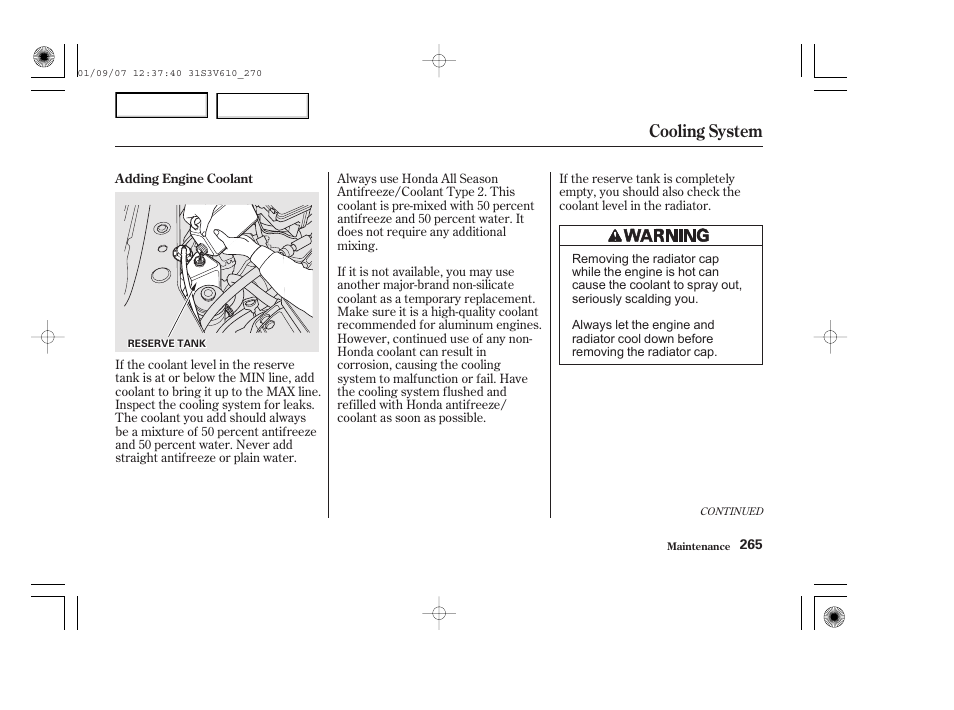 Cooling system | Acura 2002 MDX - Owner's Manual User Manual | Page 269 / 372
