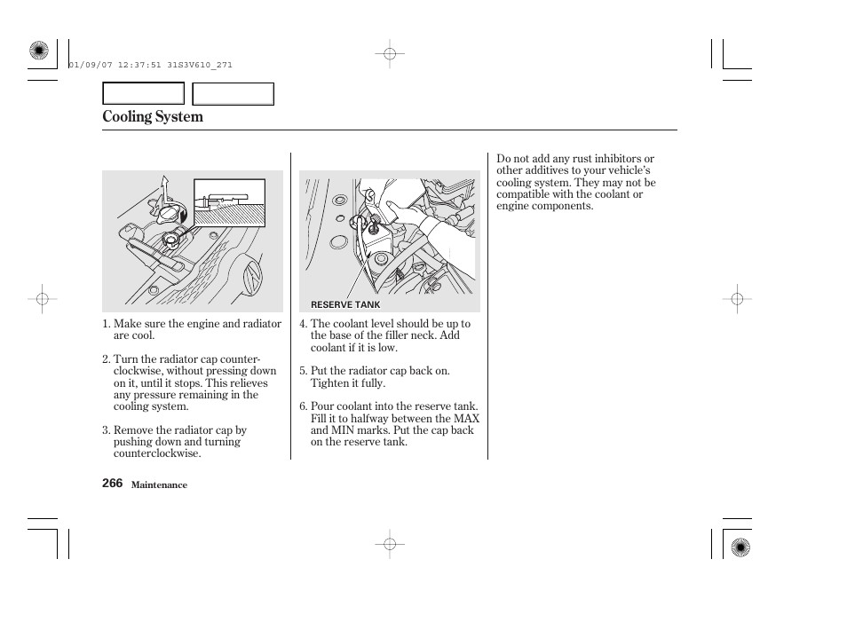 Cooling system | Acura 2002 MDX - Owner's Manual User Manual | Page 270 / 372