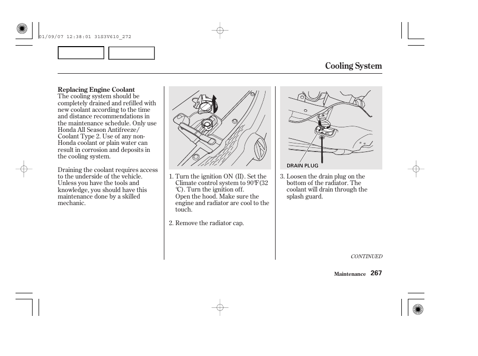 Cooling system | Acura 2002 MDX - Owner's Manual User Manual | Page 271 / 372
