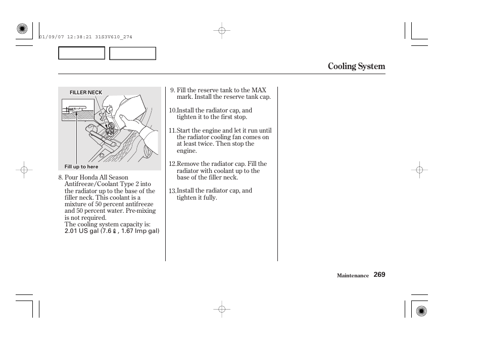 Cooling system | Acura 2002 MDX - Owner's Manual User Manual | Page 273 / 372