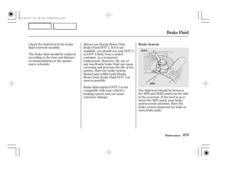 Brake fluid | Acura 2002 MDX - Owner's Manual User Manual | Page 277 / 372