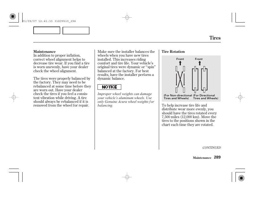 Tires | Acura 2002 MDX - Owner's Manual User Manual | Page 293 / 372