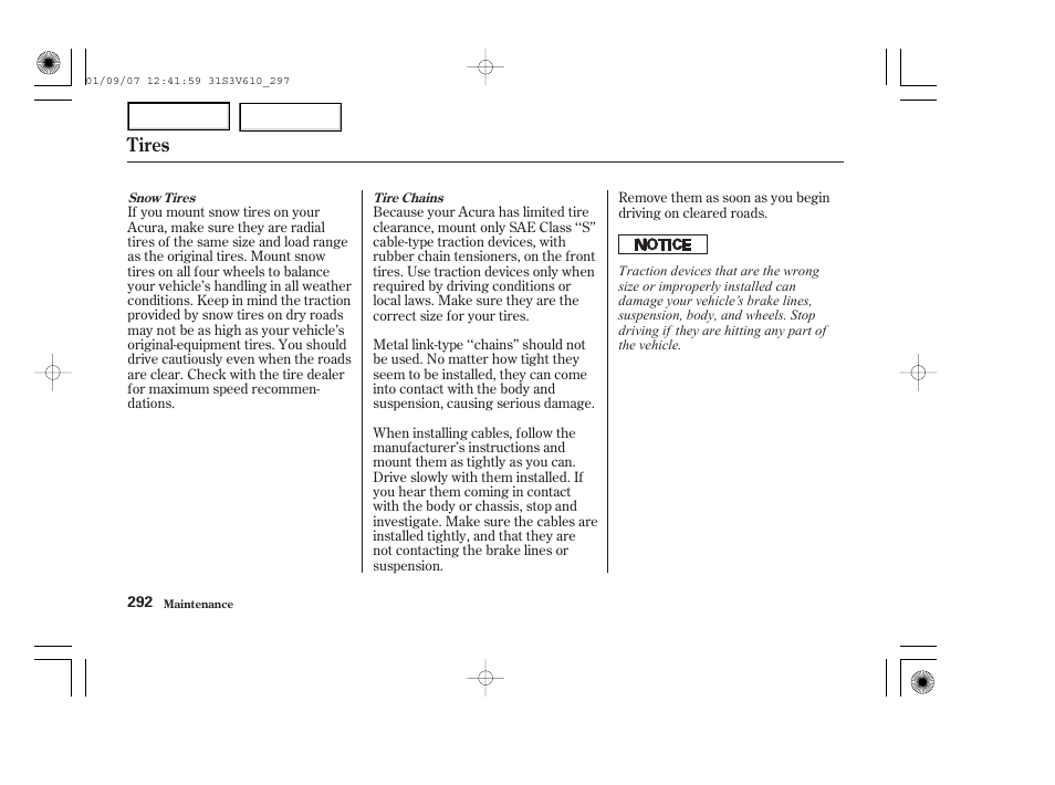 Tires | Acura 2002 MDX - Owner's Manual User Manual | Page 296 / 372