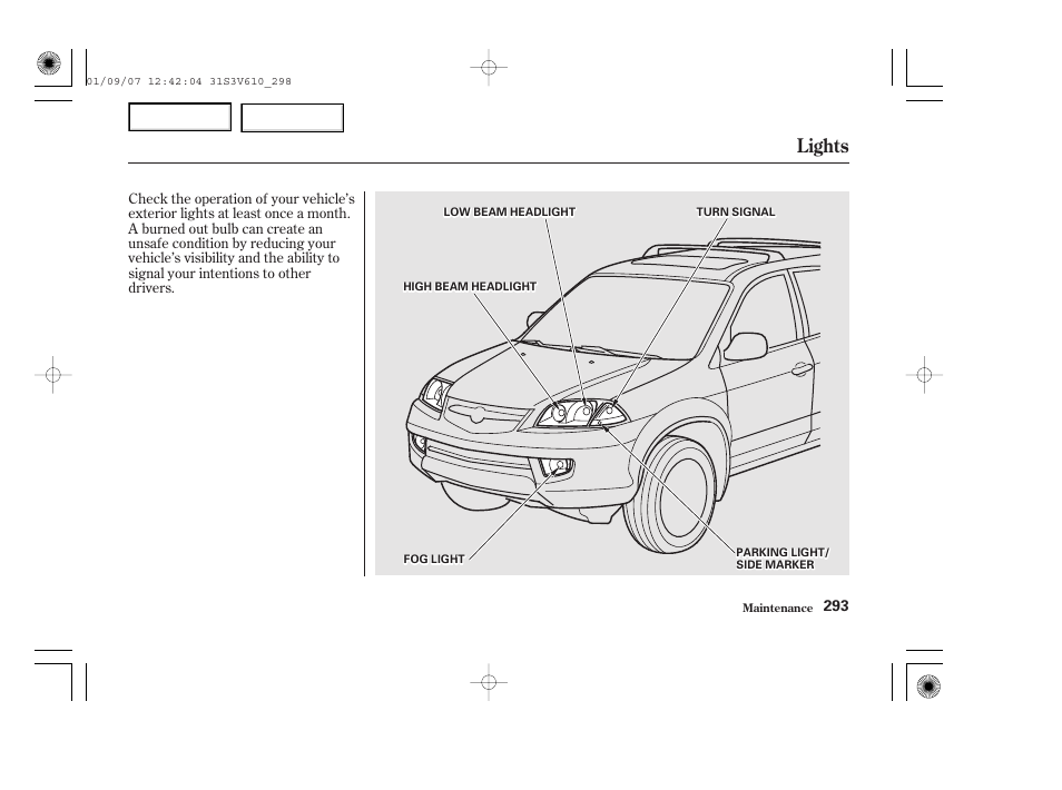 Lights | Acura 2002 MDX - Owner's Manual User Manual | Page 297 / 372