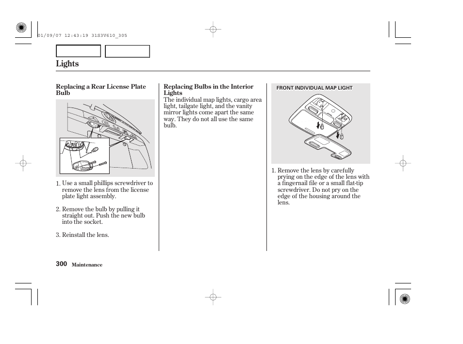 Lights | Acura 2002 MDX - Owner's Manual User Manual | Page 304 / 372