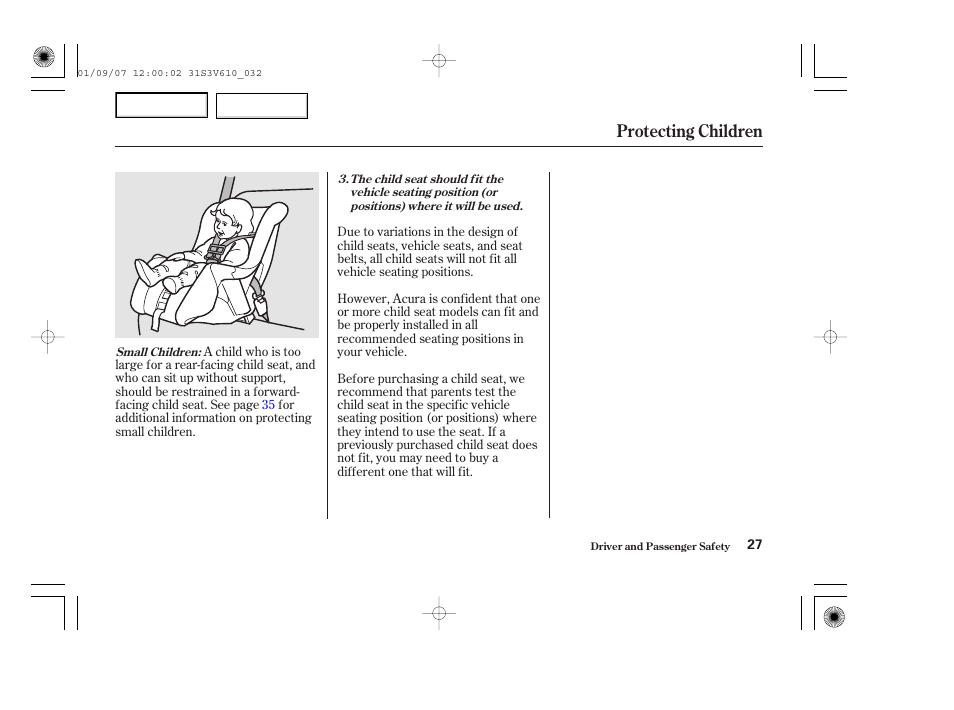 Protecting children | Acura 2002 MDX - Owner's Manual User Manual | Page 31 / 372