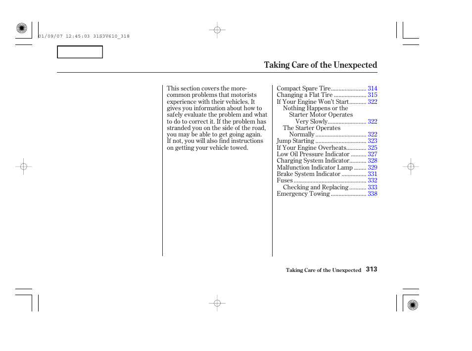 Taking care of the unexpected | Acura 2002 MDX - Owner's Manual User Manual | Page 317 / 372