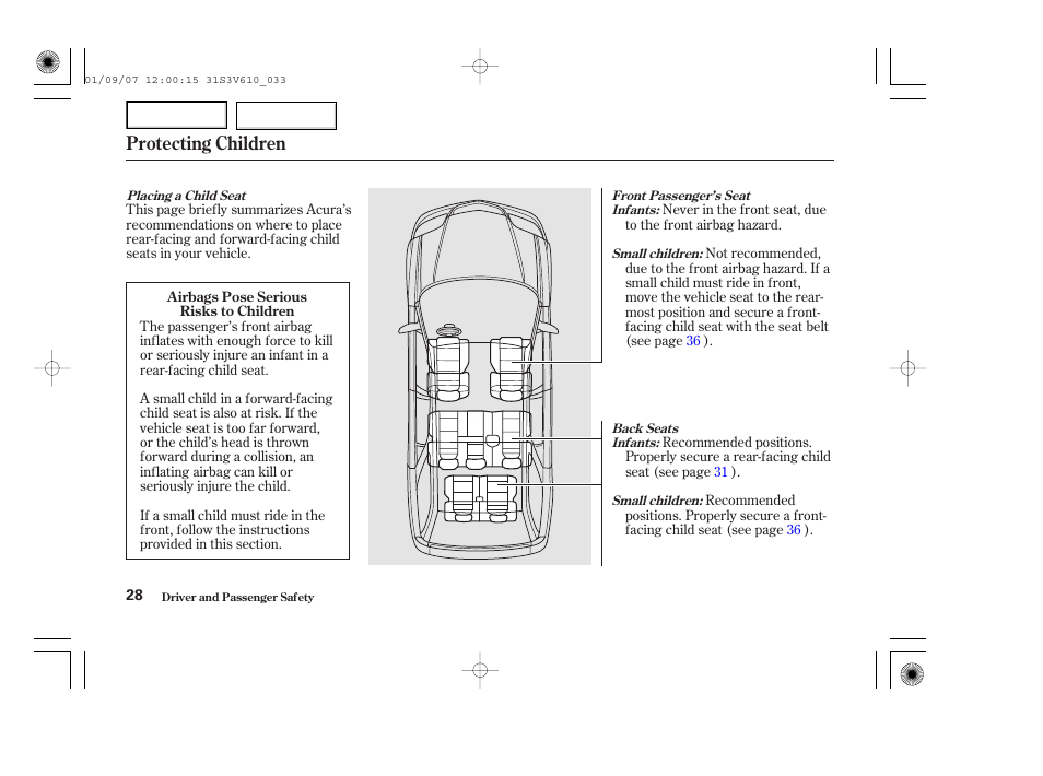 Protecting children | Acura 2002 MDX - Owner's Manual User Manual | Page 32 / 372