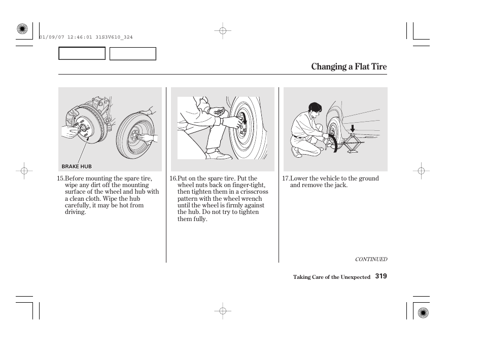 Changing a flat tire | Acura 2002 MDX - Owner's Manual User Manual | Page 323 / 372