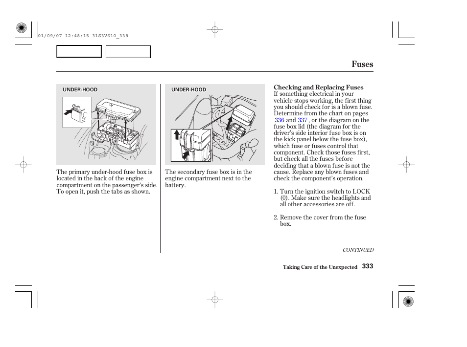 Fuses | Acura 2002 MDX - Owner's Manual User Manual | Page 337 / 372