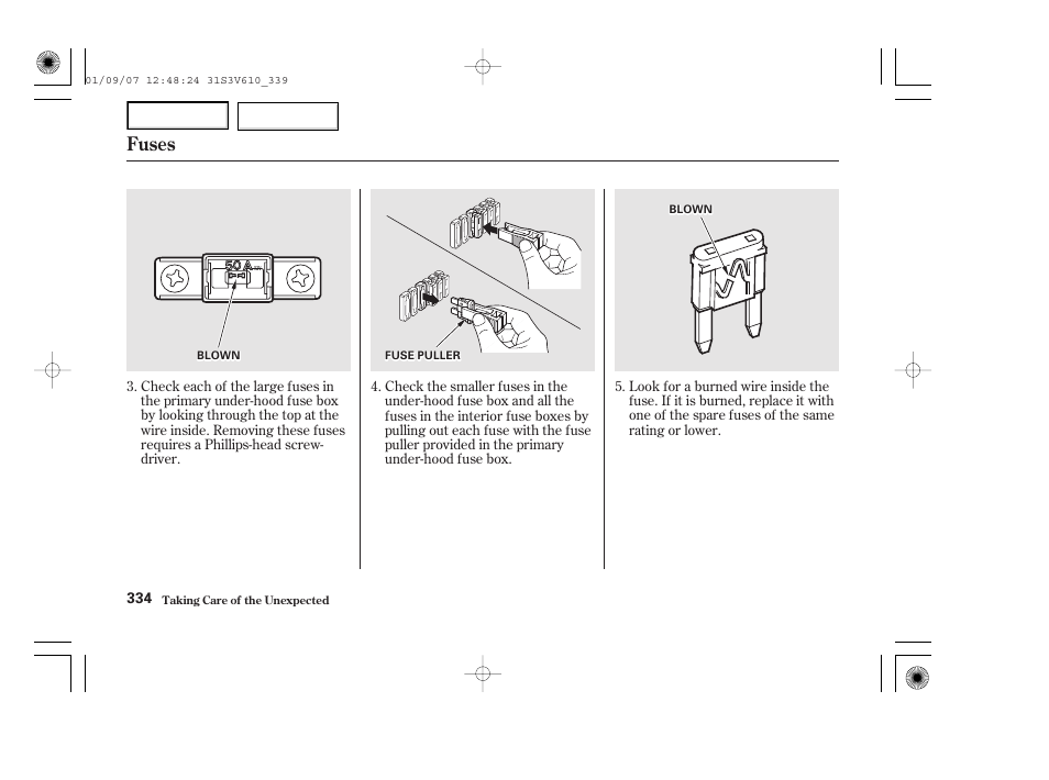 Fuses | Acura 2002 MDX - Owner's Manual User Manual | Page 338 / 372