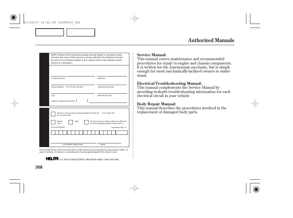 Authorized manuals | Acura 2002 MDX - Owner's Manual User Manual | Page 362 / 372