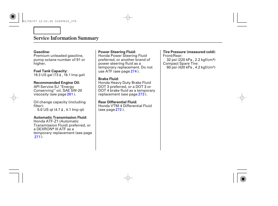 Service information summary | Acura 2002 MDX - Owner's Manual User Manual | Page 372 / 372