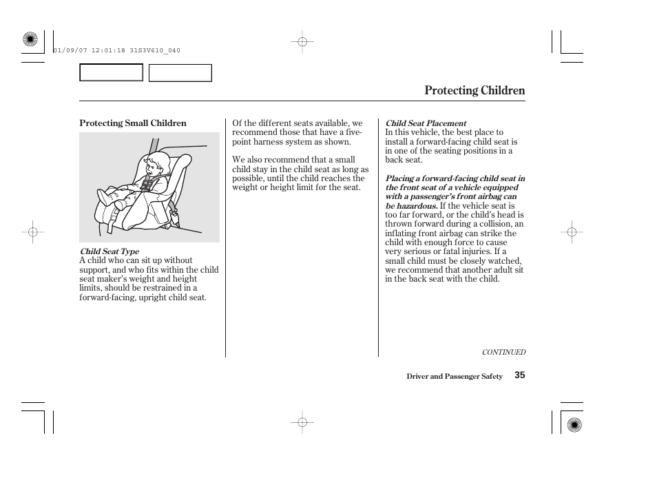 Protecting children | Acura 2002 MDX - Owner's Manual User Manual | Page 39 / 372