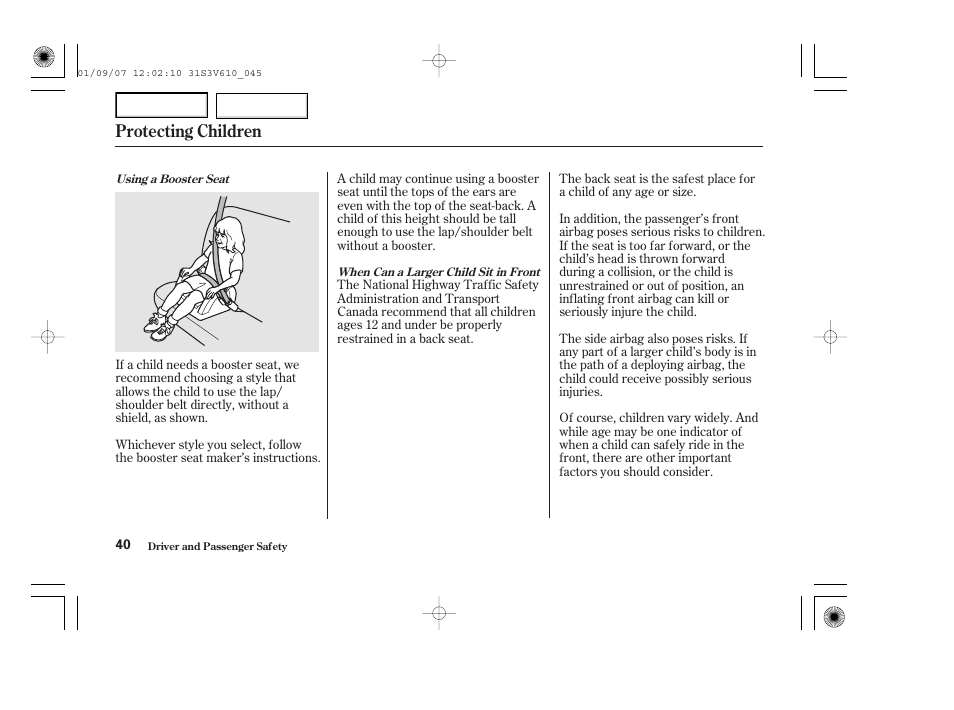 Protecting children | Acura 2002 MDX - Owner's Manual User Manual | Page 44 / 372