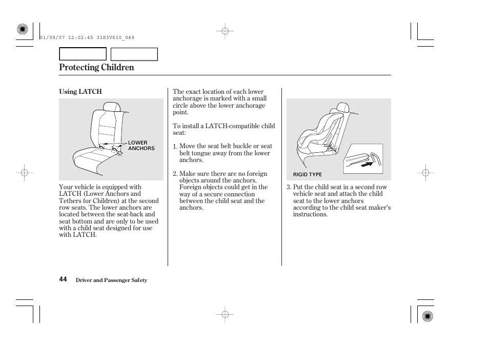 Protecting children | Acura 2002 MDX - Owner's Manual User Manual | Page 48 / 372