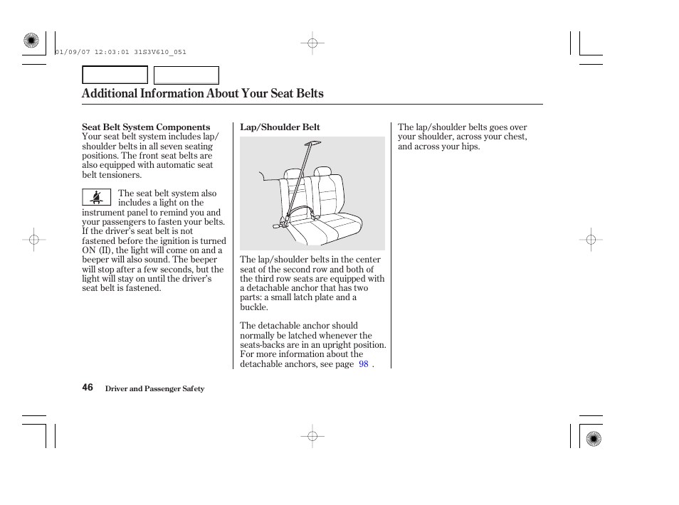 Additional information about your seat belts | Acura 2002 MDX - Owner's Manual User Manual | Page 50 / 372