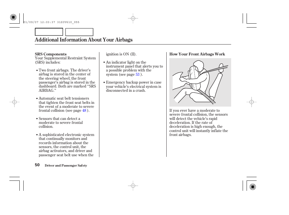 Additional information about your airbags | Acura 2002 MDX - Owner's Manual User Manual | Page 54 / 372