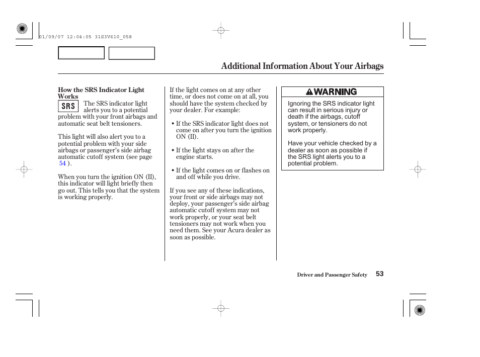 Additional information about your airbags | Acura 2002 MDX - Owner's Manual User Manual | Page 57 / 372