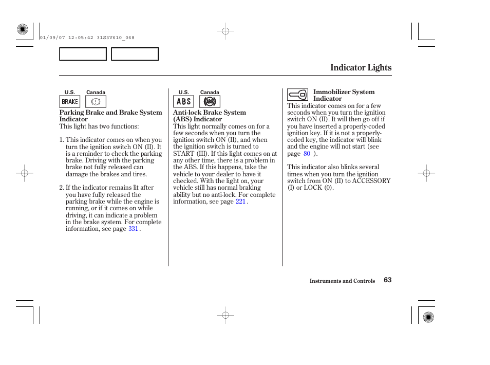 Indicator lights | Acura 2002 MDX - Owner's Manual User Manual | Page 67 / 372